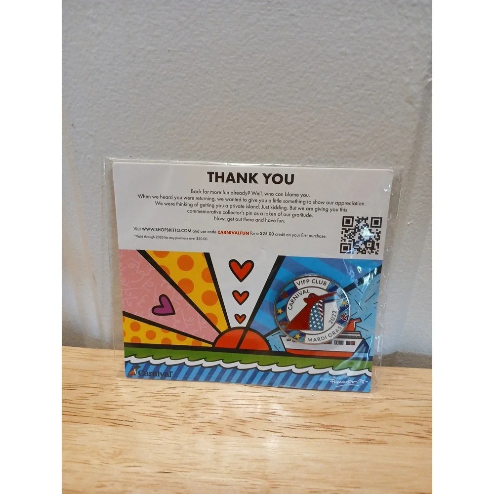 Carnival Mardi Gras 2022 VIFP Club Pin Britto CCL Whale Tail Lapel Pin Souvenir - Picture 2 of 4